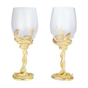 Olivia Riegel 2Pc Serpentina Wine Glass Set, Gold